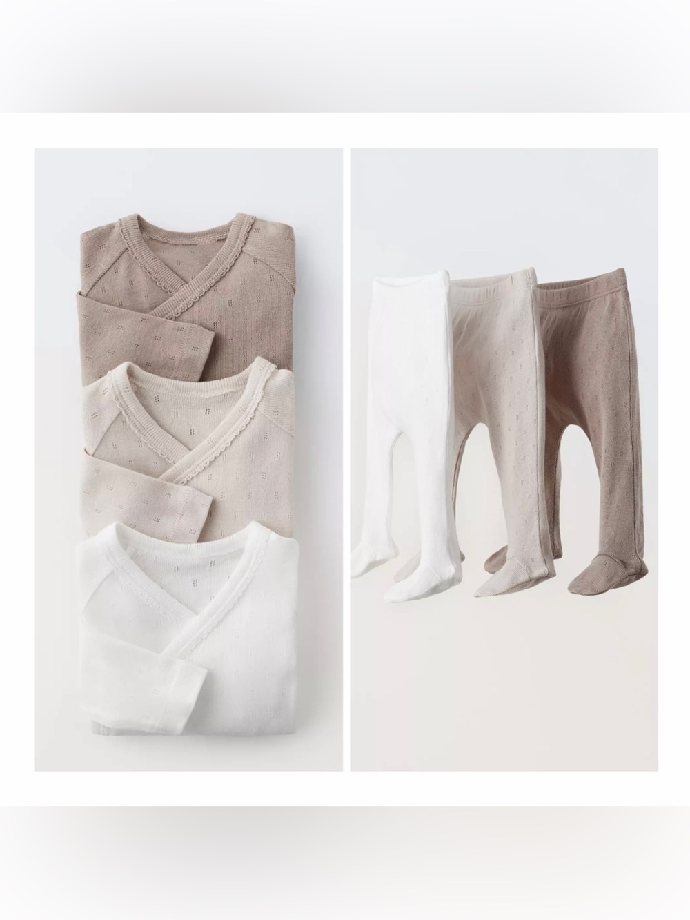 Zara baby Footie and Onesie Knit Set - White, Cream, Taupe